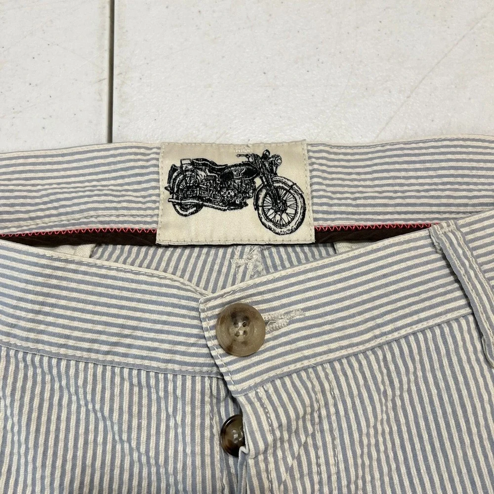 7 For All Mankind Pants Mens 38‎ Made USA Seersucker Button Fly Retro Workwear